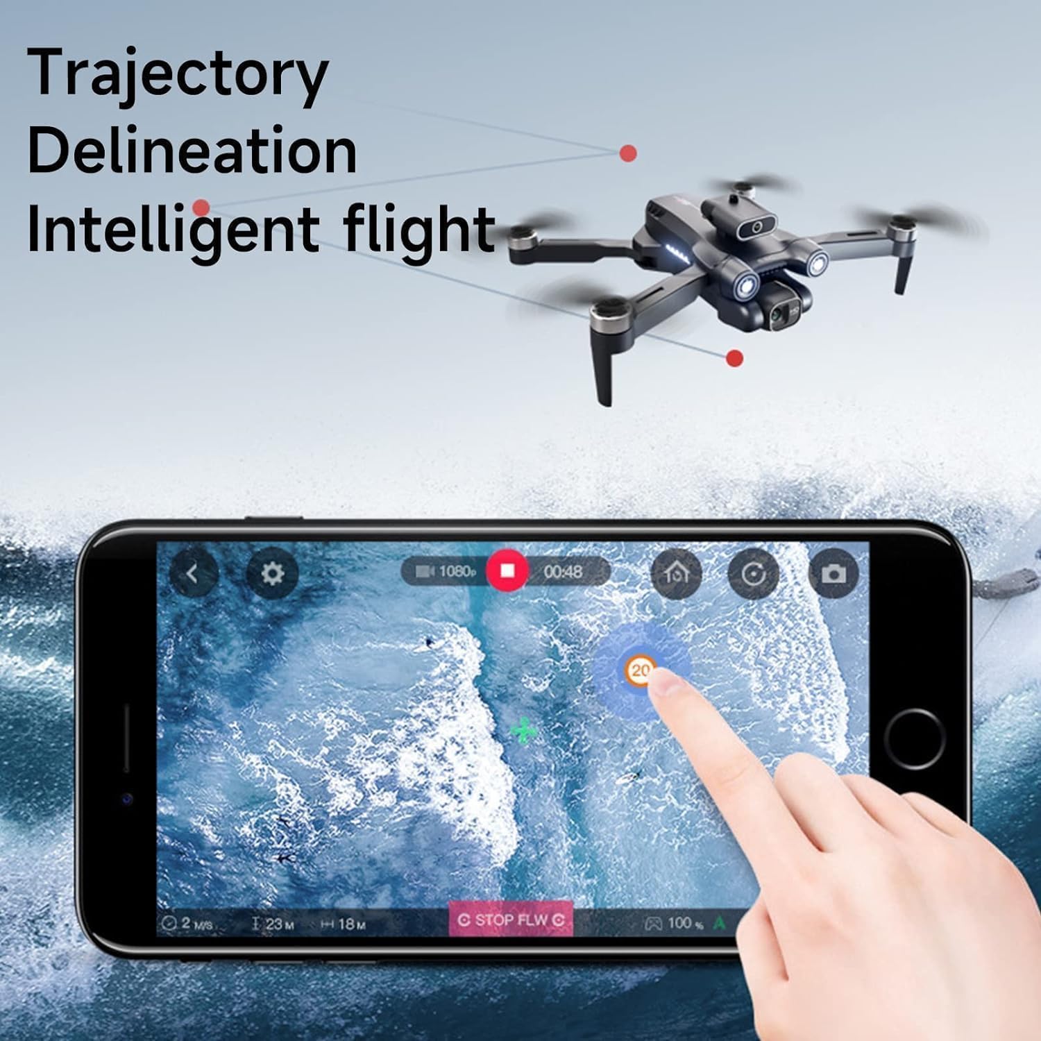 Drone with 1080P HD Camera, WiFi FPV Trajectory Flight Drone for Pictures and