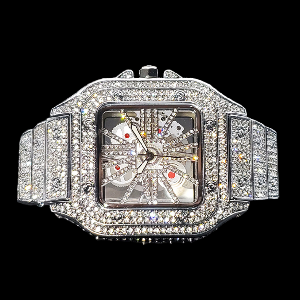 Red Dial VVS Iced Out Diamond Designer Watch - Image 6