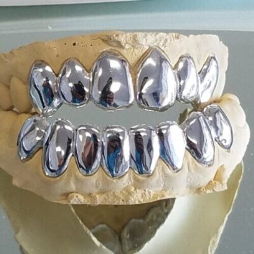 🇵🇷 Silver Grillz teeth Custom 6 Top 8 Bottom 925 Sterling