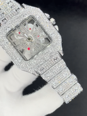 Red Dial VVS Iced Out Diamond Designer Watch
