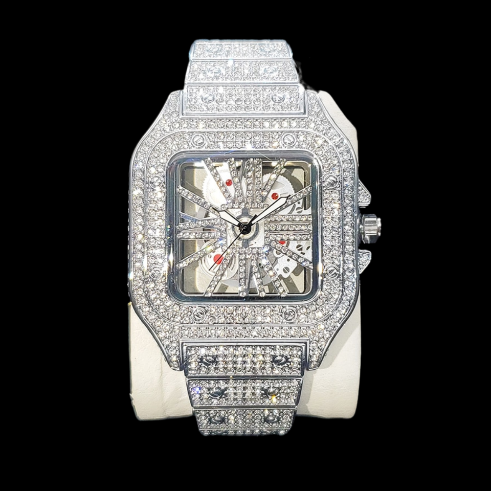 Red Dial VVS Iced Out Diamond Designer Watch - Image 5